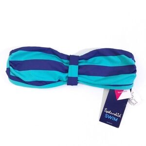 Splendid Swim Blue Striped Bandeau Bikini Top XS